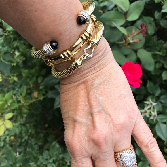 SOLD.  David Yurman 14k Diamond Onxy Bracelet - Picture 5 of 8